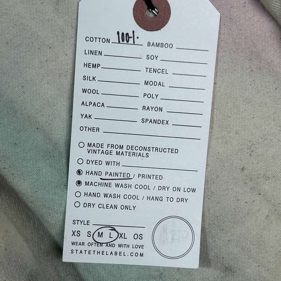 NWT State The Label Potters Coat Hand Painted Canvas RARE Size M/L - Picture 5 of 5